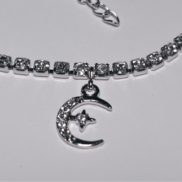 Diamond Ankle Bracelet with Moon Charm - Picture 7 of 7